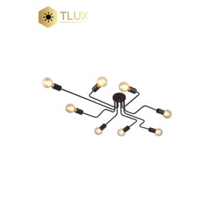 8 Head Black Metallic Rod Ceiling Pendant Light Fixture