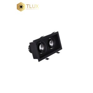 Black Dual / Double / 2 Head Eyeball LED COB Recessed Studio Grill Downlight
