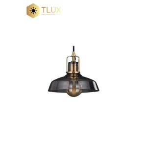 Gold Bulb Holder Grey Glass Pendant Light Fixture