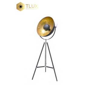 Black Metallic Gold Tripod Dome Floor Lamp