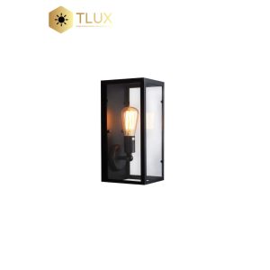 Black Metallic Case Glass Pane Wall Light / Lamp