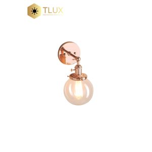 Rose Gold Plated Fixture Round Clear Glass Wall Light